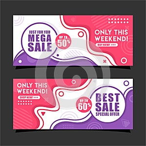 Sale banner promotion modern purpple color design collection photo