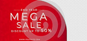 Sale banner red polygon background space for product image photo