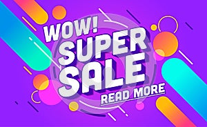 Sale banner template design. Super sale special discount poster. End of season special offer banner. vector illustration