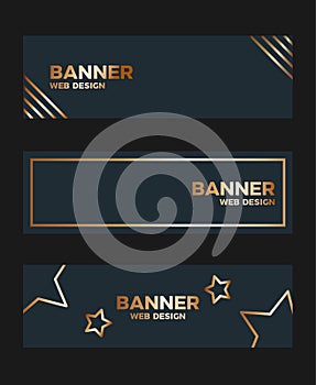 Sale banner template luxury style, promotion sign geometric golden stripe background