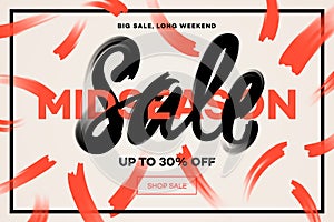 Sale banner template, midseason sale, vector illustration.