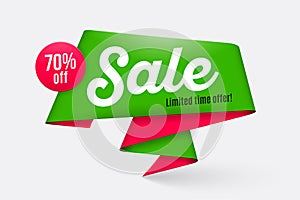 Sale banner template, special offer, end of season. Vector illus