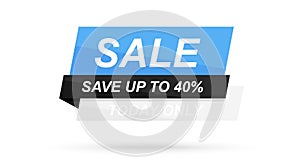 Sale banner template. Speech bubble. Abstract concept. Simple modern design. Blue and black color. Special offer, black friday.