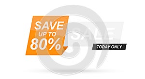 Sale banner template. Speech bubble. Abstract concept. Simple modern design. Orange color. Special offer, black friday. Flat style