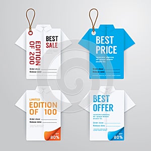 Sale banners price tag paper card template shirt origami .