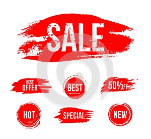 Sale, Best offer, Hot, Special, New sign on red rubber stamps set