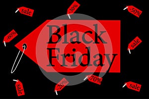 Sale black Friday illustration with red price tags