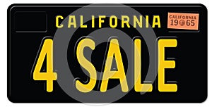 For Sale California License Plate Retro Vintage