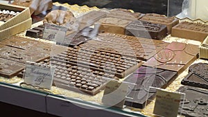 Sale of chocolate on the table in the holiday