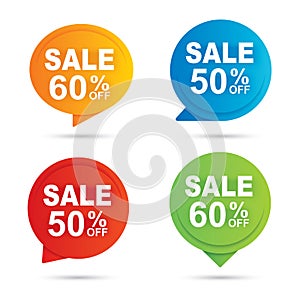 Sale circle banner multi color paper abstract background. Use for tag, discount stickers, promotion, labels, special offers