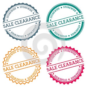 Sale clearance storewide badge isolated on white.