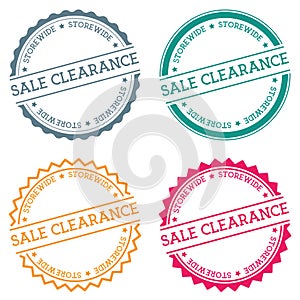 Sale clearance storewide badge isolated on white. photo