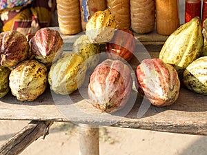 sale of cocoa beans by the roadside, Madagascar