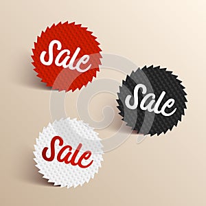 Sale color banners. Black, red and white colored sale icons.