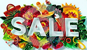 Sale - a colorful banner informing about the sale and encouraging shopping photo
