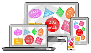 Sale concept on different devices