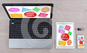Sale concept on different devices