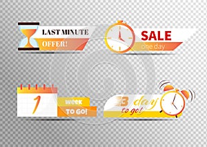 Sale countdown badges vector icons