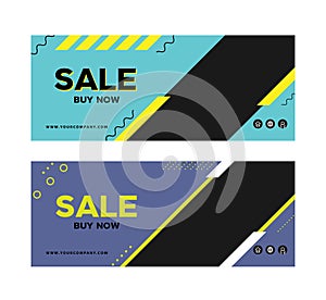 Sale coupon discount, banner promotion template vector, website header advertising voucher