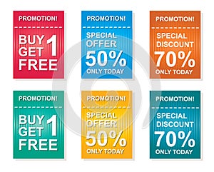 Sale coupon, offers promotions, discount sale vector template