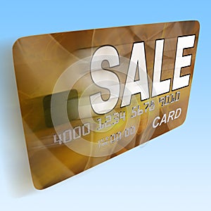 Sale On Credit Debit Card Flying Shows Offer Bargain Promotion