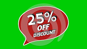 Sale discount 25% percent stickers animation motion graphics.