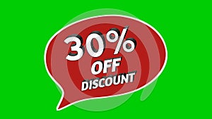 Sale discount 30% percent stickers animation motion graphics.