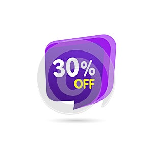 Sale Discount Banner. Discount offer price tag. Special offer sale purple label. Vector Modern Sticker Illustration. Isolated Back photo