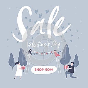 Sale discount banner for Valentines Day.