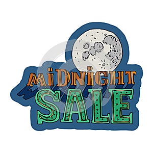 Sale and discount card, banner, flier. Midnight sale title.