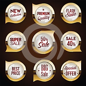Sale or discount golden labels special offer price tag collection