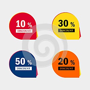 Sale discount icons. Special offer price signs. 10, 20, 30 and 50 percent off reduction symbols