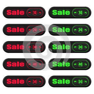 Sale and discount labels.