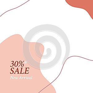 Sale discount online shop social media promotion poster caption vector template with abstract minimal geometric shape background