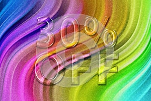 Sale and discount Price off tag, label or badge, 30 percent sale