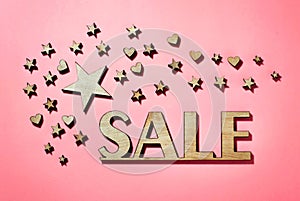 Sale discounts around the star and hearts