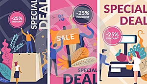 Sale discounts, special deal for shoppers banner