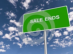 sale ends traffic sign on blue sky photo