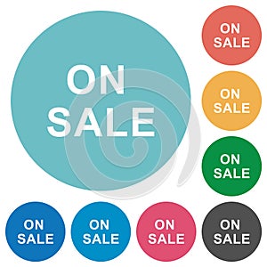 On sale flat round icons
