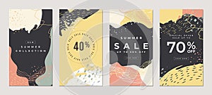 Sale flat stories template, for blog and sales, web online shopping banner concept.