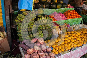 The sale of fruit. Market on the street. Manila, Philippines.