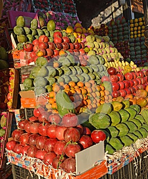 Sale of fruit in the old market in a tourist place.