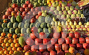 Sale of fruit in the old market in a tourist place.