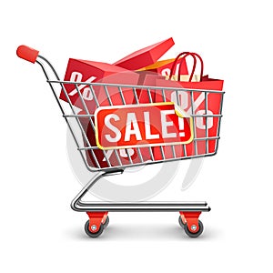 Sale Full Shopping Cart Red Pictogram