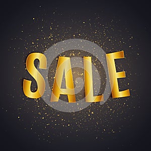 Sale golden shiny paper text on dark background, Black Friday, a