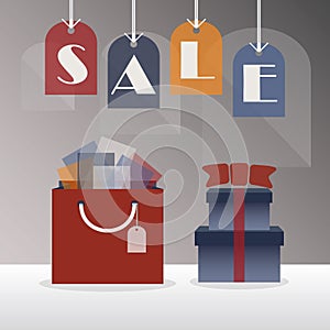 SALE hanging tags with gift bag and gift boxes