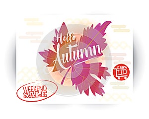 Sale hello autumn calligraphy banner