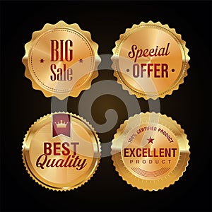 Sale and high quality retro labels and badges golden collection