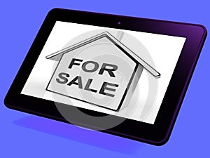 For Sale House Tablet Means Selling Or Auctioning Home
