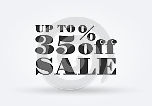 Sale icon. 35 percent price off. Discount tag, label or sign. Promotion sticker design. Business, advertising, marketing badge.